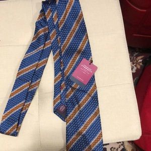 Royal and Orange Luxuary Italian Grenadine Stripe Tie